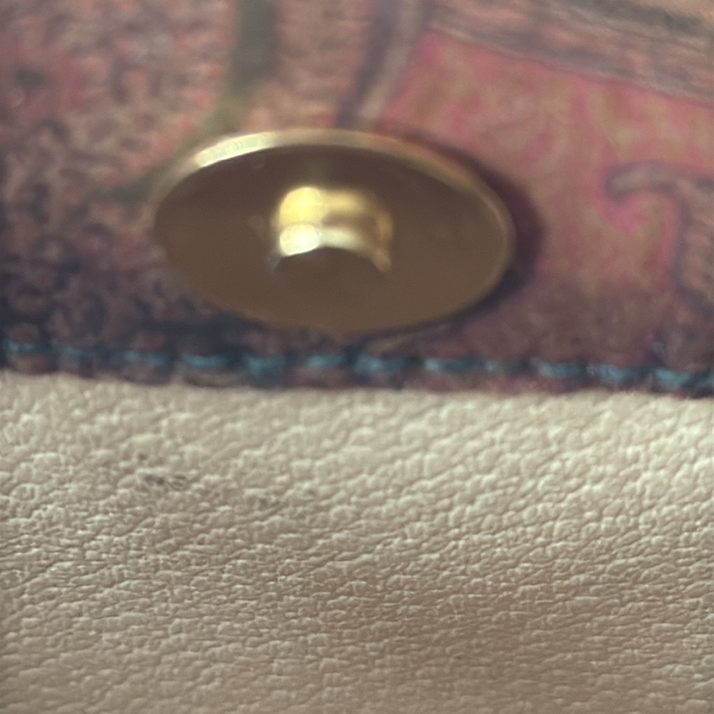 Etro Mini Satchel European Luxury Top Handle Bag Paisley Print Amber & Green - Picture 7 of 8